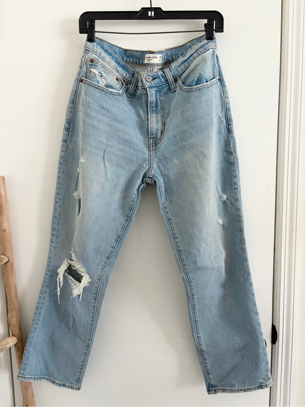 Abercrombie The Boyfriend Mid Rise Distressed Denim Jeans